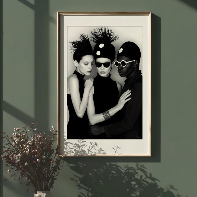 Poster Synergie Chic : Trio Monochrome Avant-Garde (Créateur téléchargé)