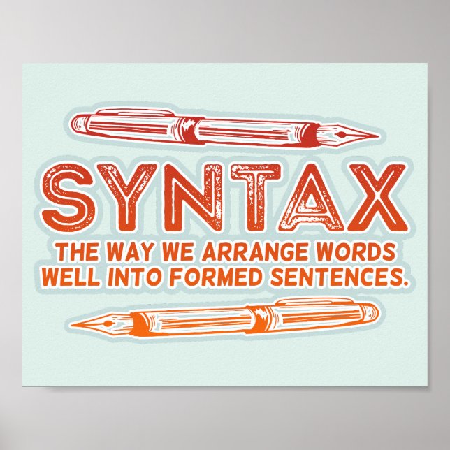 Poster Syntaxe Funky Structure de la phrase Grammaire (Devant)