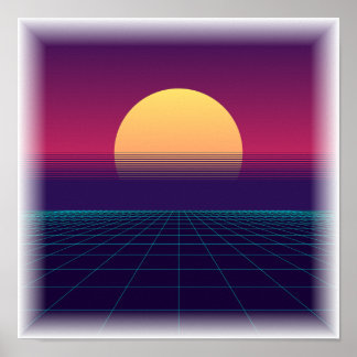 Poster Synthwave Grille - Esthétique Rétro 80