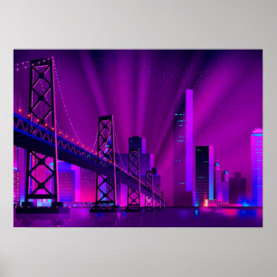 Poster Synthwave Neon City San Francisco