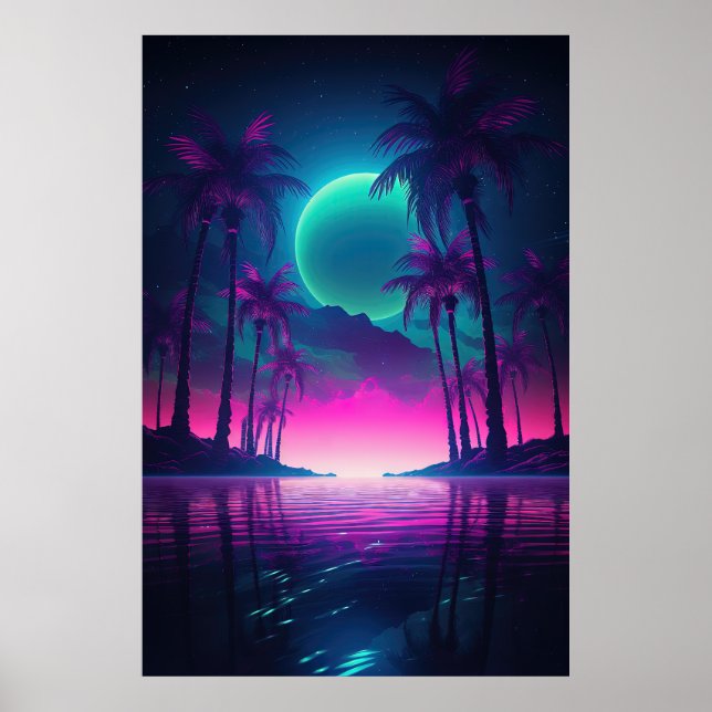 Poster Synthwave Oasis : Une escapade nocturne vers le pa (Devant)