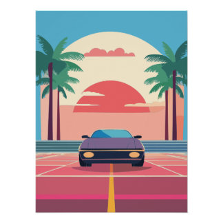 Poster Synthwave Retro Car Wall