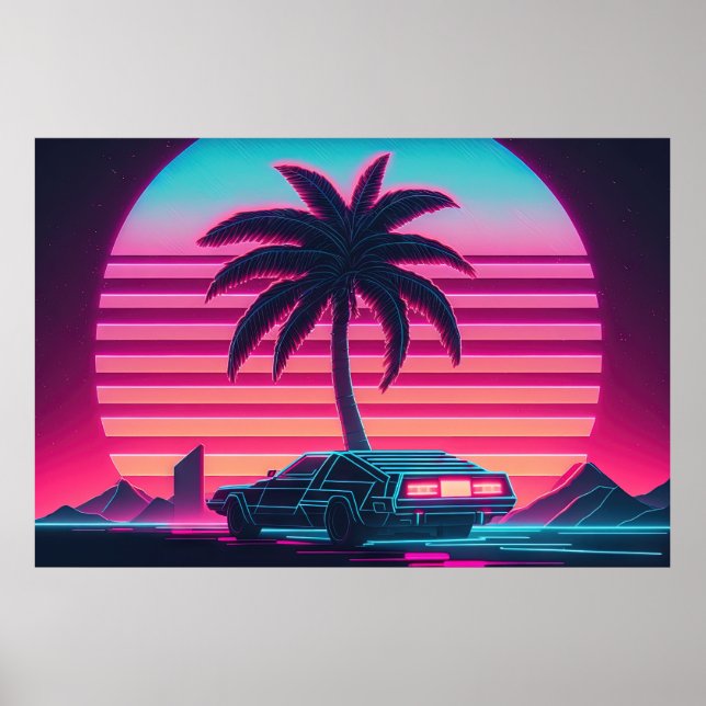 Poster Synthwave Sunset Drive : Course Vers Demain (Devant)