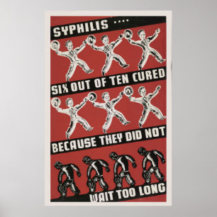 Poster Syphilis 6 sur 10 Santé traitée WPA Vintage