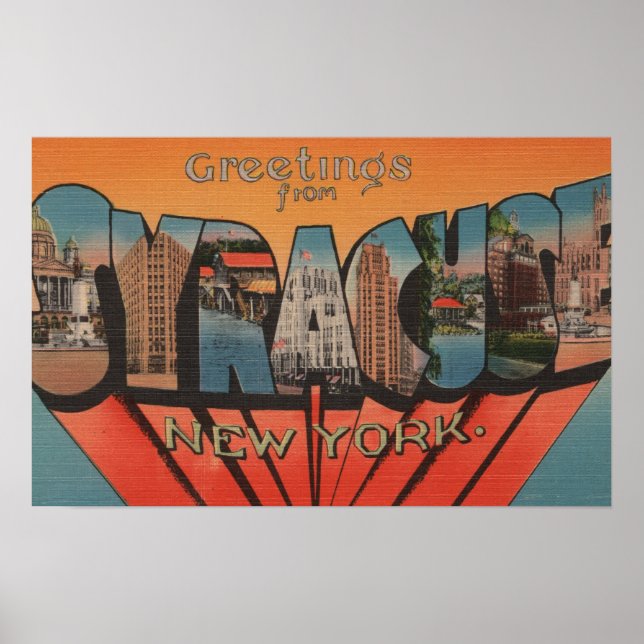 Poster Syracuse, New York - Grandes Lettres Scènes 2 (Devant)