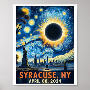 Poster Syracuse New York Total Solar Eclipse 2024 Starry