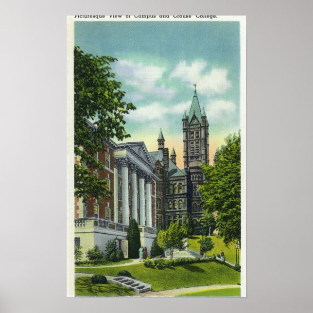 Poster Syracuse U Campus Vue montrant Crouse College (Devant)