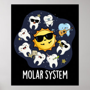 Poster Système Molaire Drôle Astronomie Dentaire Pun Fond