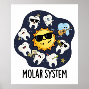 Poster Système Molaire Funny Dental Astronomy Pun