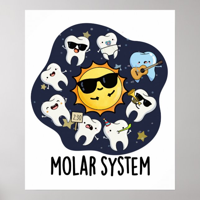 Poster Système Molaire Funny Dental Astronomy Pun (Devant)