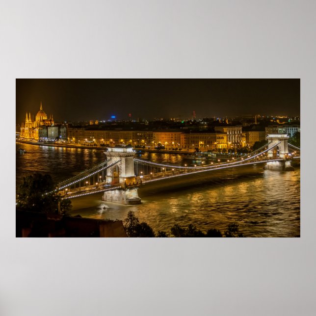 Poster Széchenyi Pont Chaîne à Budapest, Hongrie (Devant)