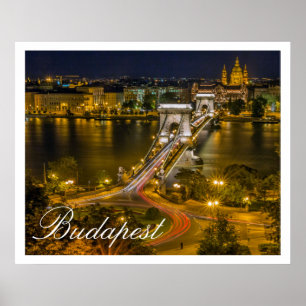 Poster Szechenyi Pont Chaîne Budapest, Hongrie
