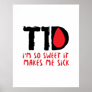 Poster T1D Diabète Diabétique Cadeau