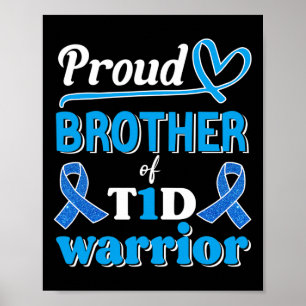 Poster T1d Fier Frère Diabète Sensibilisation ruban bleu