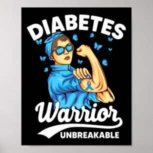 Poster T1d Guerrier du diabète Indestructible Type 1 Diab