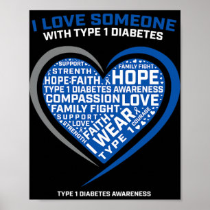 Poster T1D Hommes Femmes Jeunes Enfants Diabétique Type 1