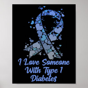 Poster T1D J'Aime Quelqu'Un Avec Diabète Diabète De Type 