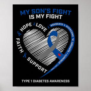 Poster T1d Maman Papa Mes Fils combattent Type 1 Diabète