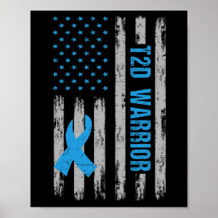 Poster T2d Conscience guerrière Drapeau américain Diabéti