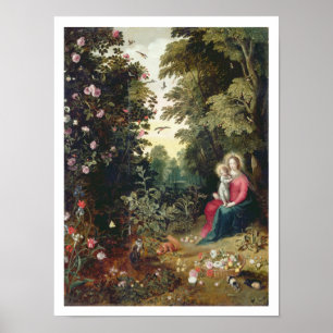 Poster T32789 Madonna et l'enfant dans un paysage