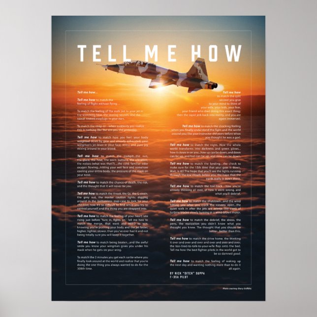 Poster T-38 Talon avec Tell Me Comment ode au vol (Devant)