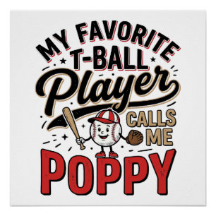 Poster T-Ball Poppy Vintage Gravure Chemise Design_1