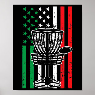 Poster T de Disc Golf Drapeau Italie Drapeau Usa Disc Gol