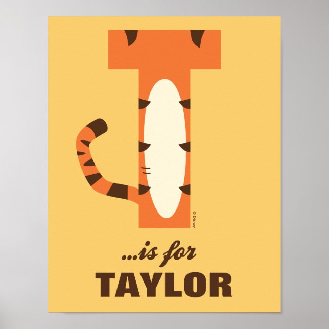 Poster T est pour Tigger | Ajouter Votre Nom (Devant)