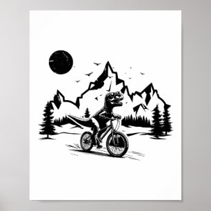 Poster T-Rex à vélo vélo de montagne vintage Dino T
