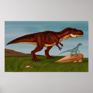 Poster T-Rex and Velociraptor