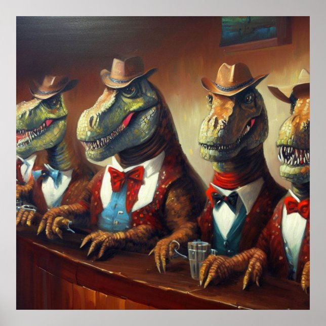 Poster T Rex Cowboys (Devant)
