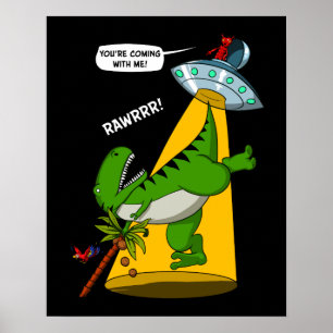 Poster T Rex Dinosaur Alien