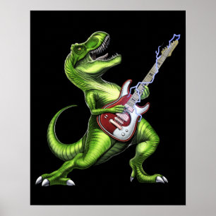 Poster T-Rex Dinosaur Jouer de la guitare