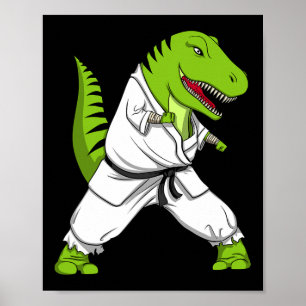 Poster T-rex Dinosaur Karate Kickboxing Martial Arts Jiu-