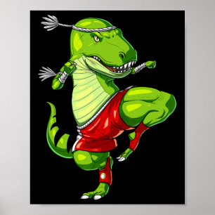 Poster T-rex Dinosaur Muay Thai Boxe Karate Martial Art