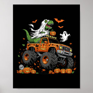 Poster T-rex dinosaure conduisant un camion monstre Hallo