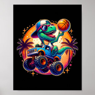 Poster T-rex dinosaure drôle joueur squelette enfants tou