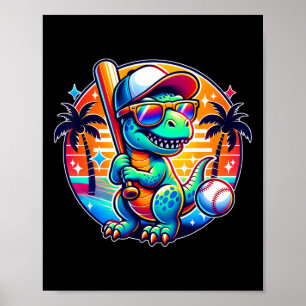 Poster T-rex dinosaure drôle pour enfants garçons tout-pe