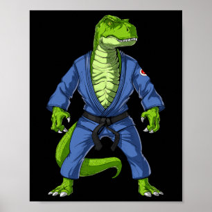 Poster T-rex Dinosaure Jiu-jitsu Judo Ninja Arts Martiaux