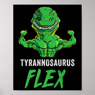 Poster T Rex Entraînement Drôle Dinosaure Gym Haltérophil