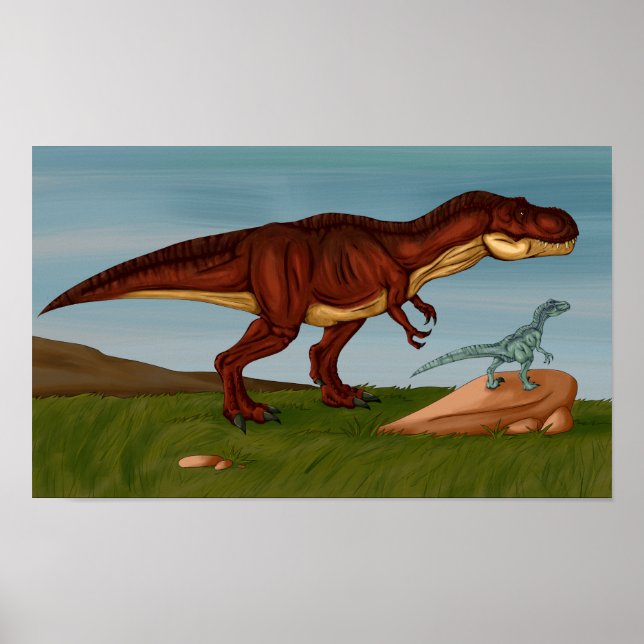 Poster T-Rex et Velociraptor (Devant)