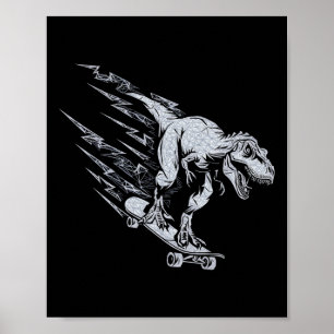 Poster T-Rex féroce en skateboard à une vitesse éclair 