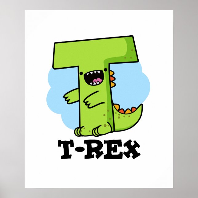 Poster T-Rex Funny Alphabet Dinosaure Pun (Devant)
