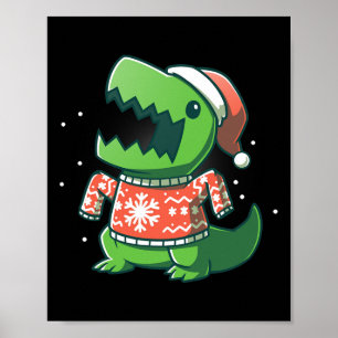 Poster T-rex Noël Fun Dinosaure Ugly Saurus 
