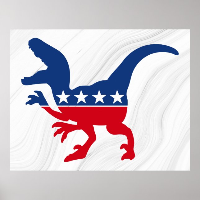 Poster T-Rex patriotique anti-politique (Devant)