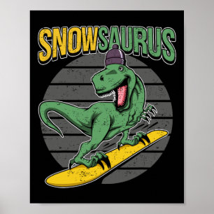 Poster T-rex Snowboard Dinosaur Snowboard