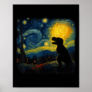 Poster T Rex Starry Nuit Van Gogh Dinosaus Cadeaux Hommes
