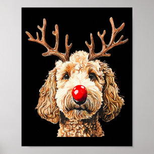 Poster T Santa Renne Drôle Mignon Goldendoodle Noël