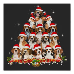 Poster T-shirt amusant de Noël avec des Beagles mignons e