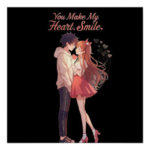 Poster T-Shirt Anime Couple "Vous Faites Sourire Mon Cœur
